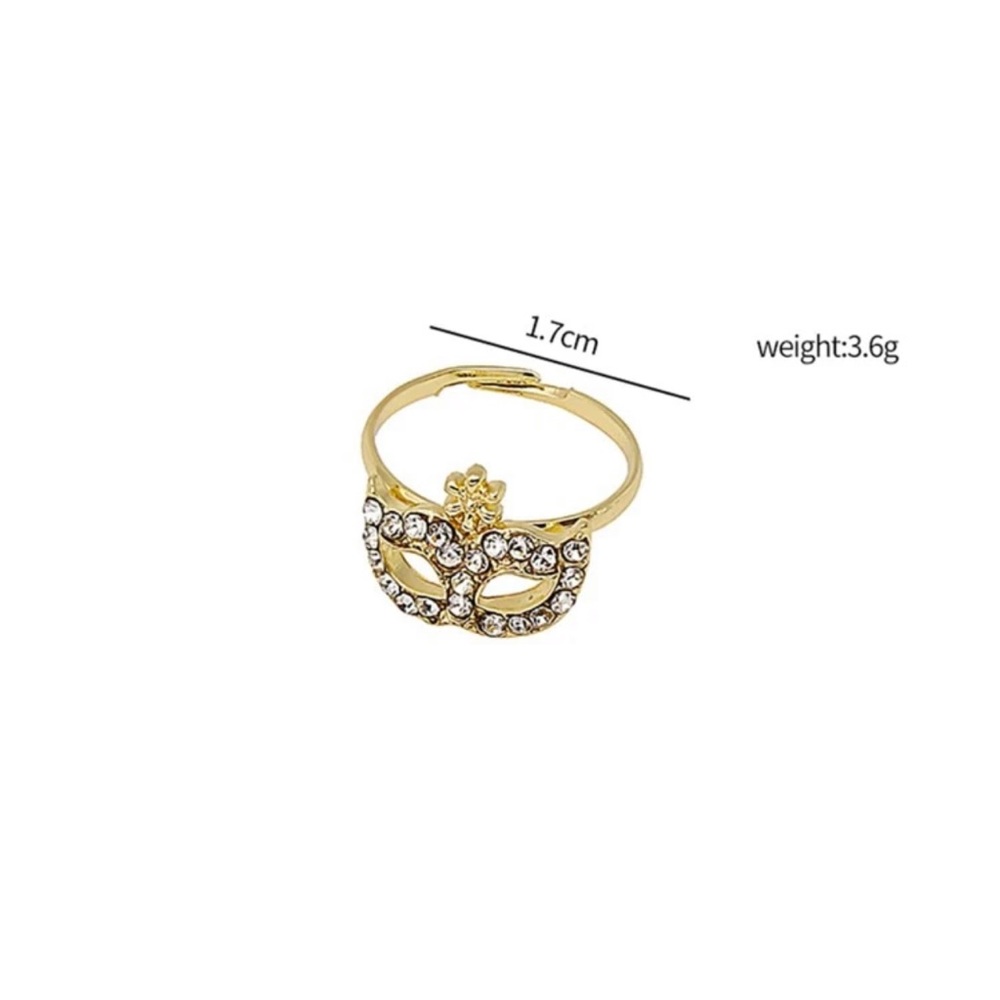 🦹‍♀️ Masquerade Mask Rhinestone Adjustable Ring 🦹‍♀️ - Picture 3 of 4